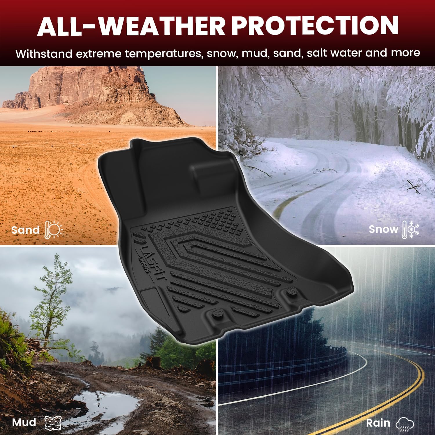 LASFIT Floor Mats for Subaru Crosstrek 2016-2017/XV Crosstrek 2013-2015/Impreza 2012-2016/WRX 2015-2021,Custom Fit TPE All Weather Floor Liners 1st & 2nd Row for Subaru Car Mats, Black