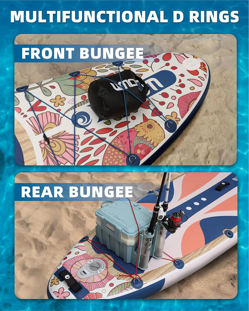 11'*33'/34' Inflatable Stand Up Paddle Board for Beginners,400/420lbs Capacity, Anti-Slip EVA Deck, Includes Adjustable Paddle, Pump, Backpack & SUP Accessories for Surfing, Fishing, Yoga & More