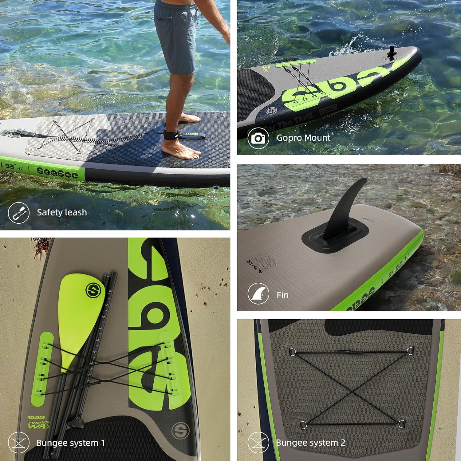 Inflatable Stand Up Paddle Board Includes Paddle, Dual Action Pump, and Accessories 11ft Lightweight iSUP, 33'*6' Wide Stable Design, Anti-Slip EVA Deck, Paddle Board for Adults
