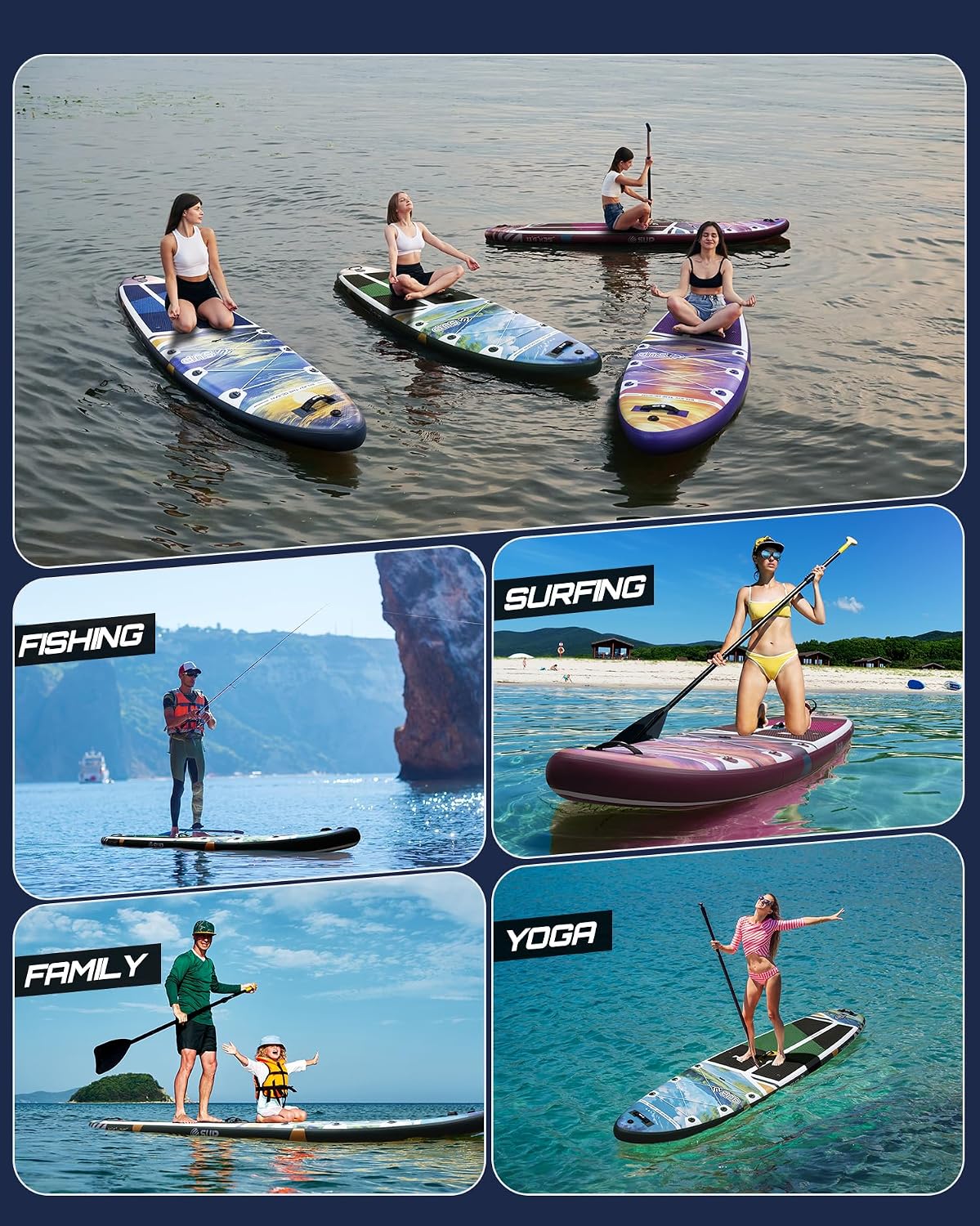 ESUP 11'6 ×34/35' Super Wide Inflatable Paddle Board with SUP Accessories, Extra Stable Stand Up Paddleboards for 2+1 Persons/Family/Beginner/Yoga, w/Shoulder Strap All-Round Sup Board