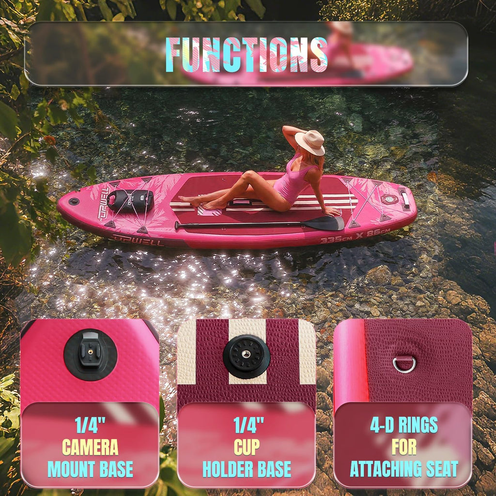 UPWELL 11'×34' Stand Up Paddle Board, SUP Board for Adults & Teens, Inflatable SUP Board with Premium Accessories, 120L Backpack, Paddle, Leash, Hand Pump, Fins