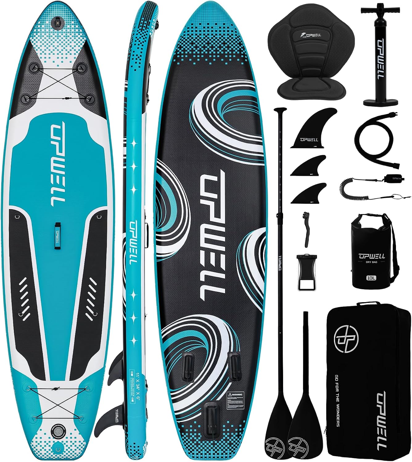 UPWELL 10'6'/11'/11'6' Inflatable Paddle Board, Stand Up Paddlboard for Youth & Adults, Stable Design, Premium SUP Accessories, Backpack, Leash, Hand Pump, Fins