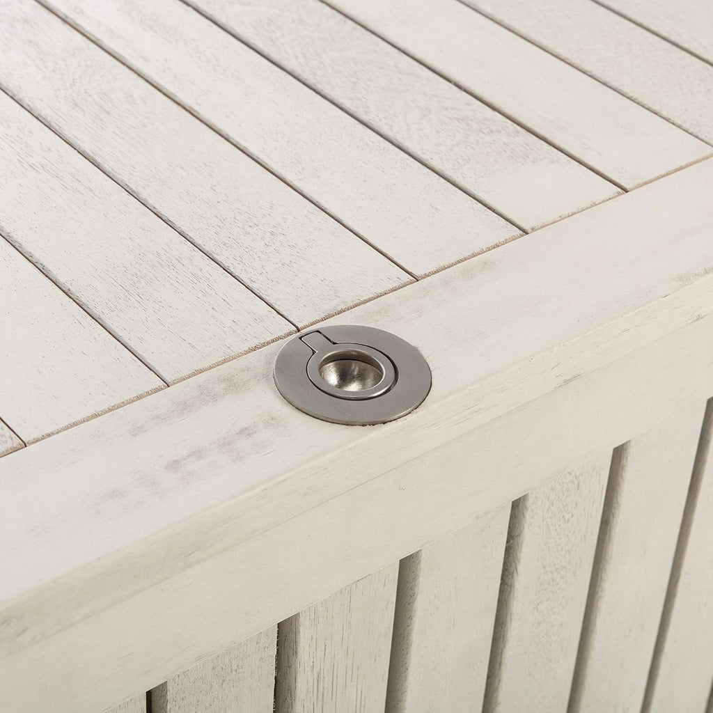 SAFAVIEH Outdoor - Abri Cushion Storage Box - White Washed Solid Wood - Coastal Resort Storage Bench Design - Ideal for Patio, Deck, Porch, Backyard, 18' W x 47' D x 19' H (PAT7037C)