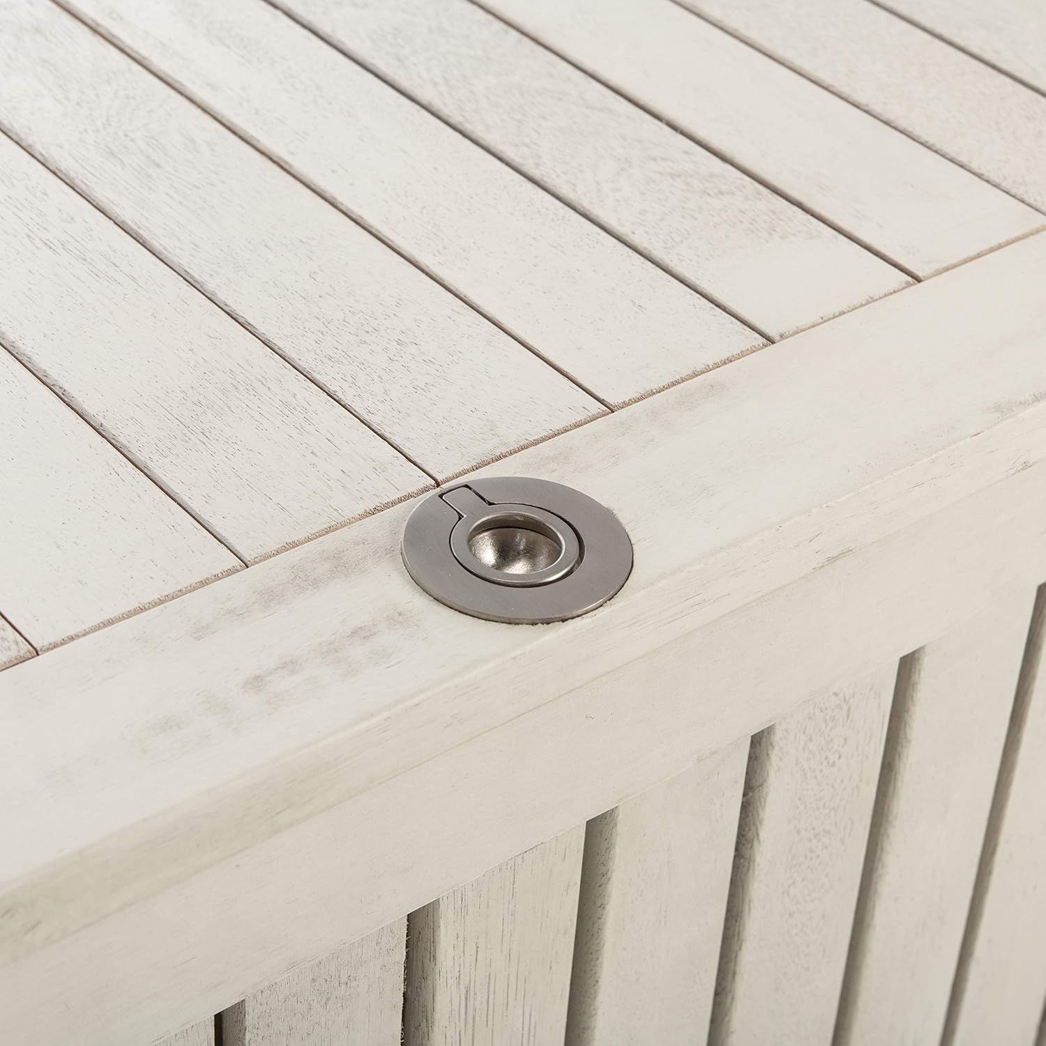 SAFAVIEH Outdoor - Abri Cushion Storage Box - White Washed Solid Wood - Coastal Resort Storage Bench Design - Ideal for Patio, Deck, Porch, Backyard, 18' W x 47' D x 19' H (PAT7037C)