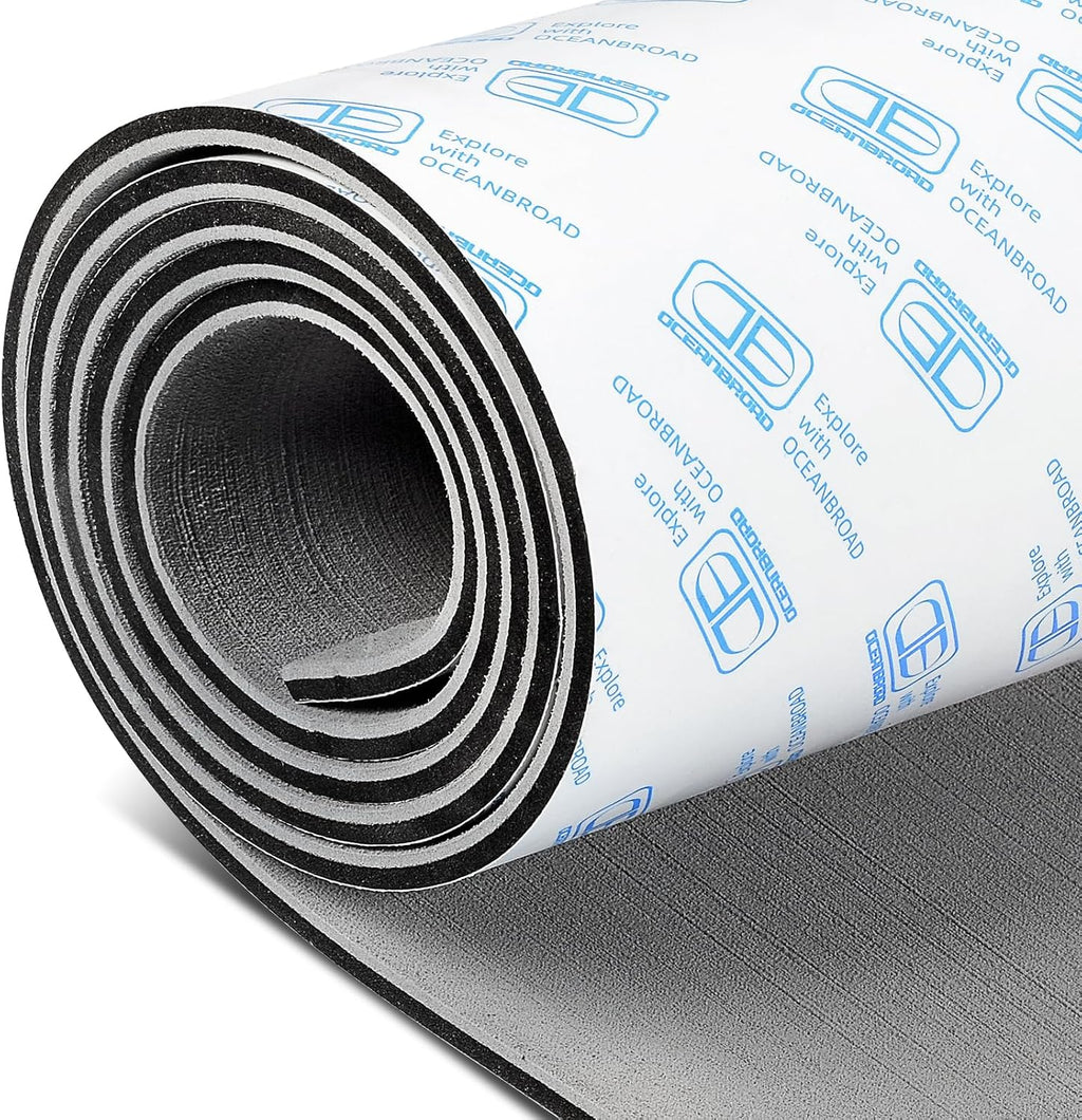 OCEANBROAD Brushed Boat Flooring 96''x16''/23.5''/38''/47'' Self-Adhesive EVA Foam Sheet Non-Slip Traction Pad for Boats Surfboard SUP Paddle Board Kayak Yacht, Camel Brown/Dark Gray/Gray/Camo