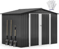 DWVO 7'x5' Large Metal Outdoor Storage Shed, Heavy Duty Tool Storage Sheds for Backyard Patio Lawn - Ideal for Bicycles, Garden Tools, and Lawn Equipment, Easy-to-Assemble, Dark Gray
