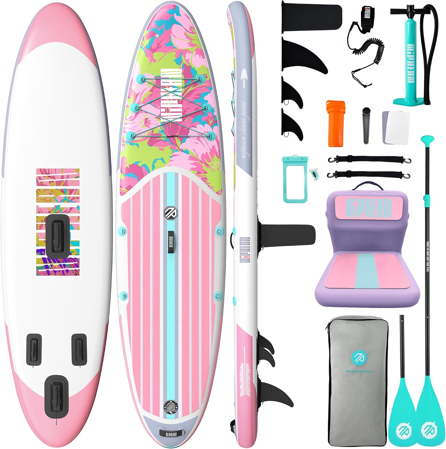 Niphean Inflatable Stand Up Paddle Board with SUP Accessories, Anti-Slip EVA Deck, 10'6'' Inflatable Paddle Boards for Adults & Youth of All Skill Levels