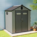 Domi 6x4FT Resin Outdoor Storage Shed with Lockable Door, Waterproof Outside Sheds with Windows & Vents, Heavy-Duty Plastic Tool Storage Shed for Patio Furniture, Lawn Mower, Bike