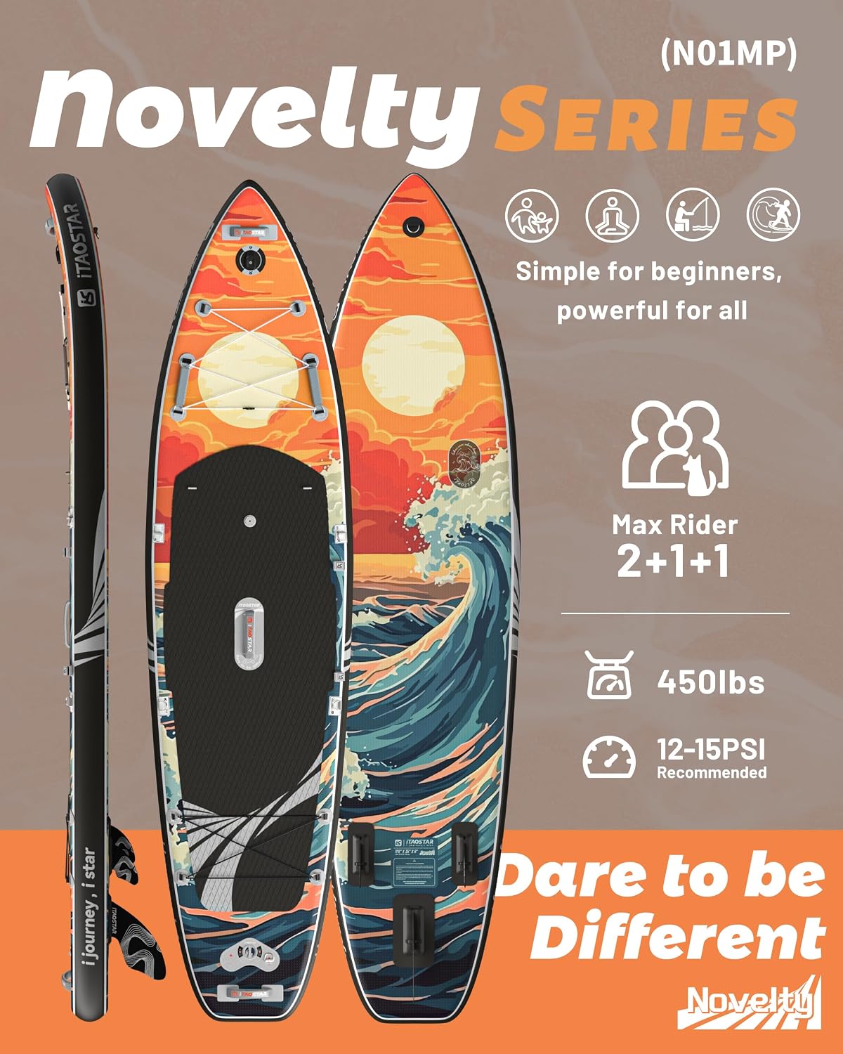 iTAOSTAR Novelty 11'6' x 35' Inflatable Stand Up Paddle Board with Seat- Stable SUP Board for Adults - Portable Paddleboard for Yoga, Surfing, Fishing - Includes Full Accessories Kit
