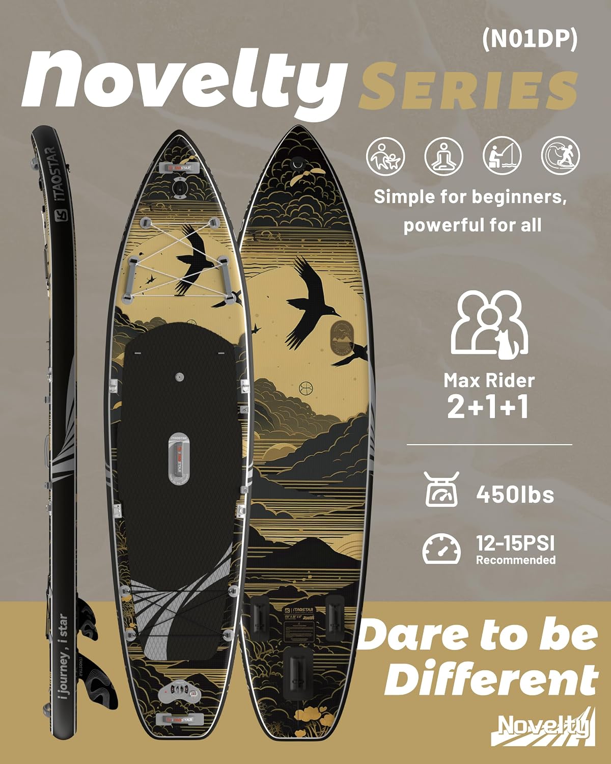 iTAOSTAR Novelty 11'6' x 35' Inflatable Stand Up Paddle Board with Seat- Stable SUP Board for Adults - Portable Paddleboard for Yoga, Surfing, Fishing - Includes Full Accessories Kit