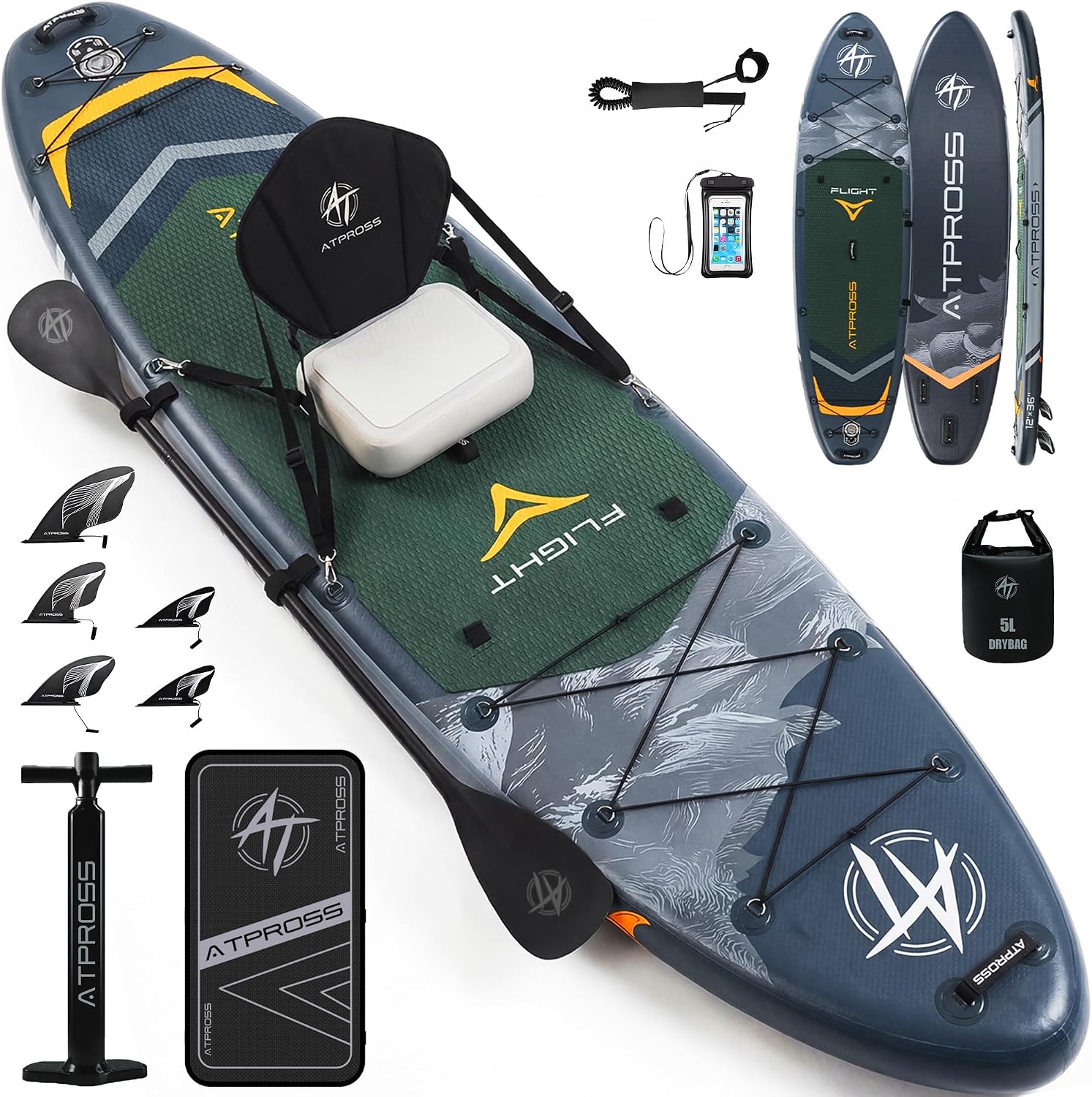 12'x36 Inflatable Paddle Board, 500lbs Extra Wide Stand Up Paddleboard for Adults with Premium SUP Accessories Kit & Backpack, Blow Up Kayak Non-Slip Stable Deck Boat for Yoga Fishing Surf
