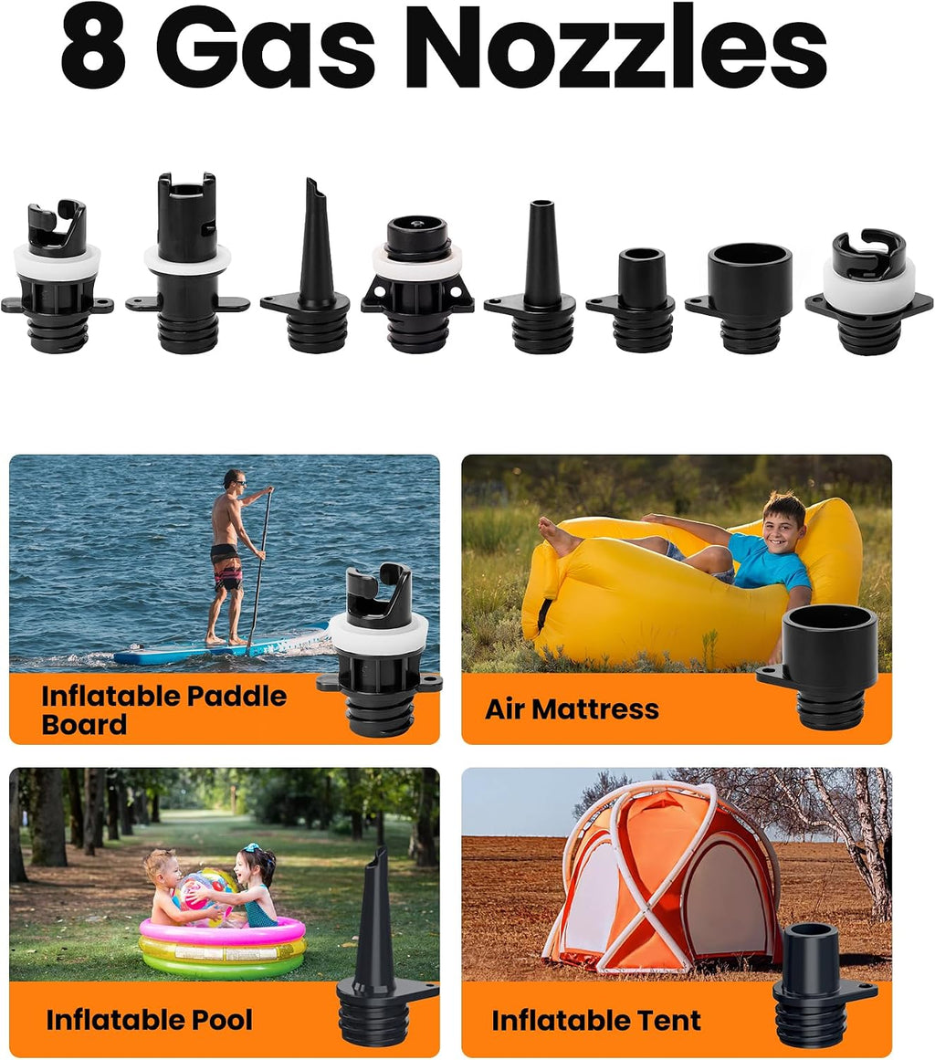 OutdoorMaster Shark 2S 88.8Wh Electric Paddle Board Pump, Rechargeable Battery for 6 SUPs Inflation & Deflation, 20PSI SUP Air Pump 12V/15.8V DC & Type-C Input, Auto-Off & 8 Nozzles for Inflatables