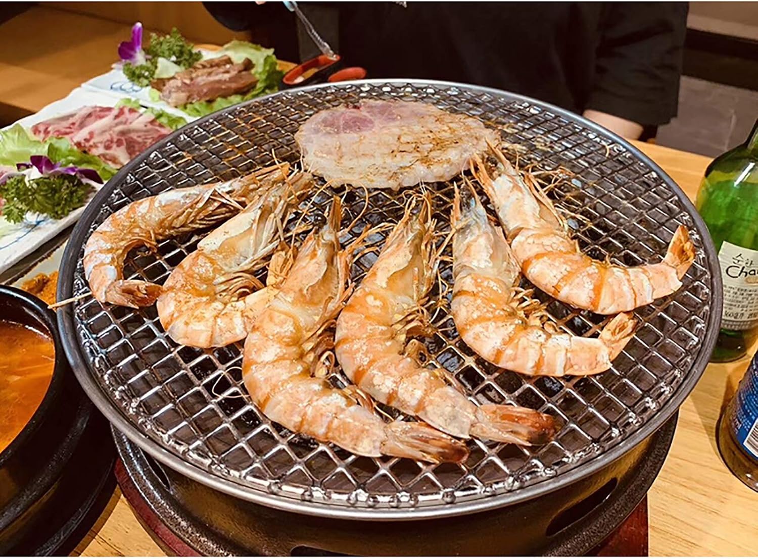 BBQ Barbeque Barbecue Grill, BBQ, Korean Smokeless Household Charcoal Grill, Galvanized Sheet Barbecue Stove, Split Design, Easy to Clean (Color : F)
