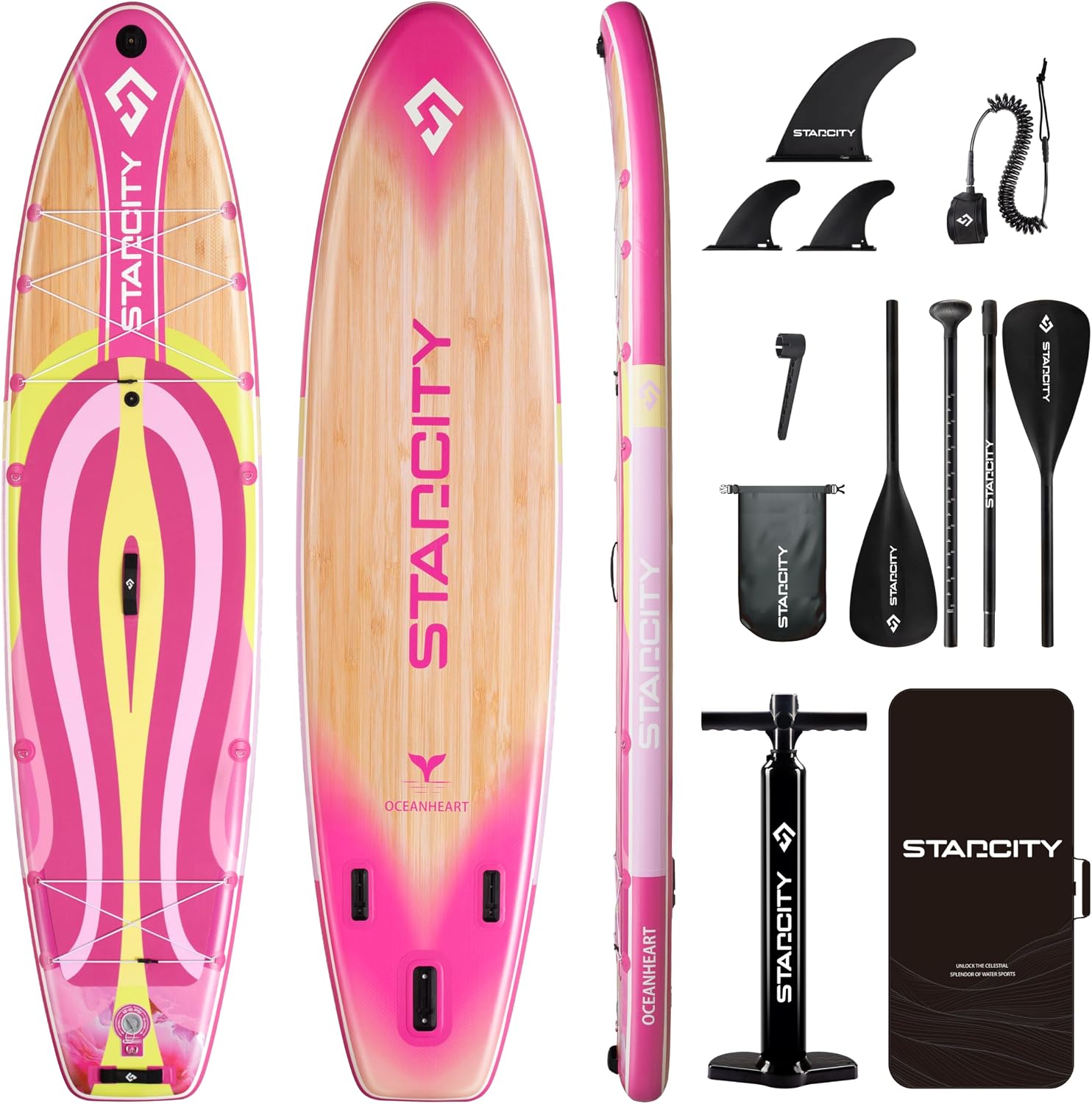 Starcity 11'6'*34'*6' Stand Up Paddle Board,Inflatable Paddle Boards for Adults w/a Simple and Non Slip Design, Moderate Length and Easy Operation, Suitable for Adults.