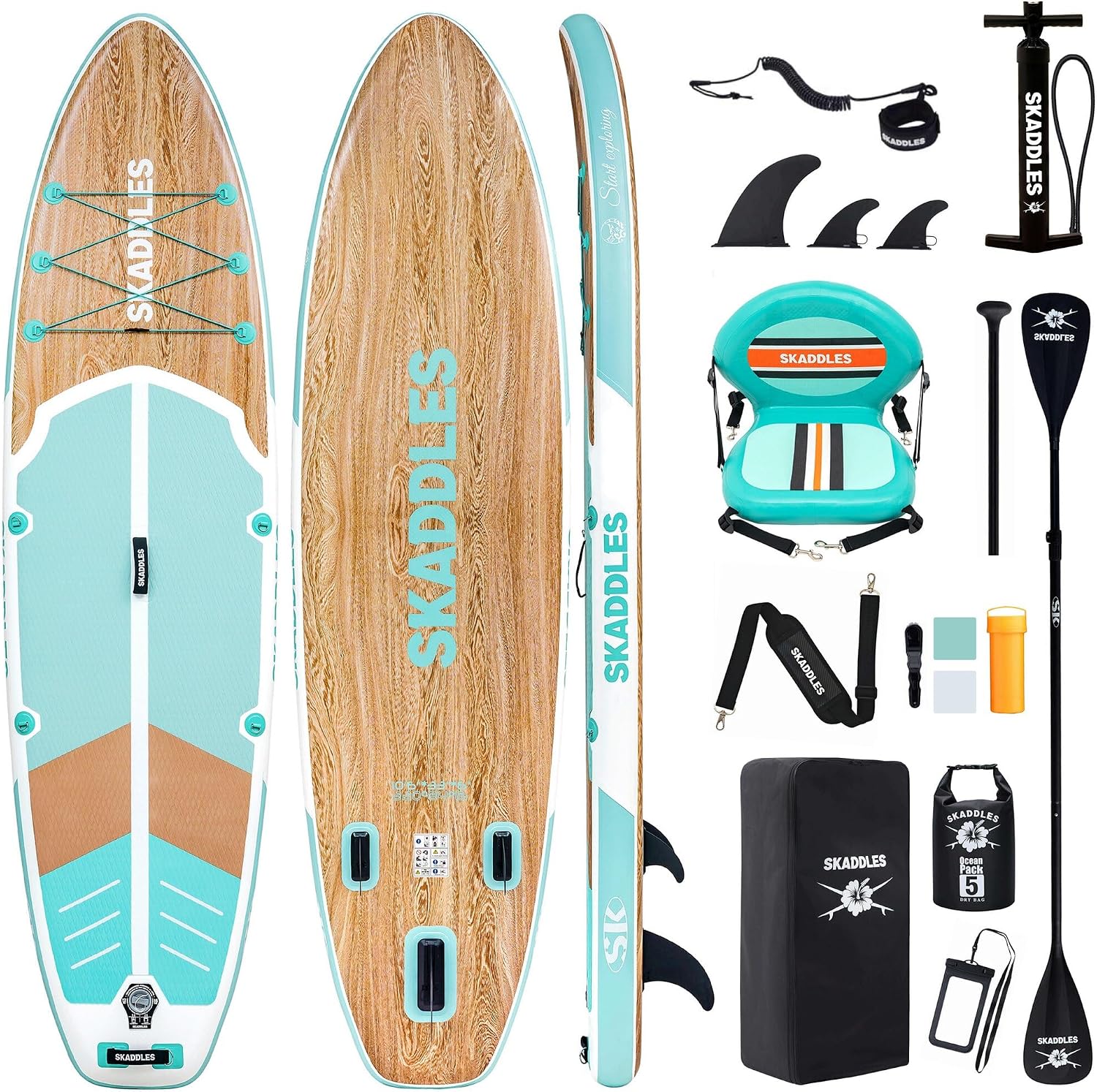 10'6'' Inflatable Stand Up Paddle Board (SUP) for Adults and Youth with Non-Slip Deck – Complete Accessories Kit, for Fishing, Yoga, Fitness & Family Fun
