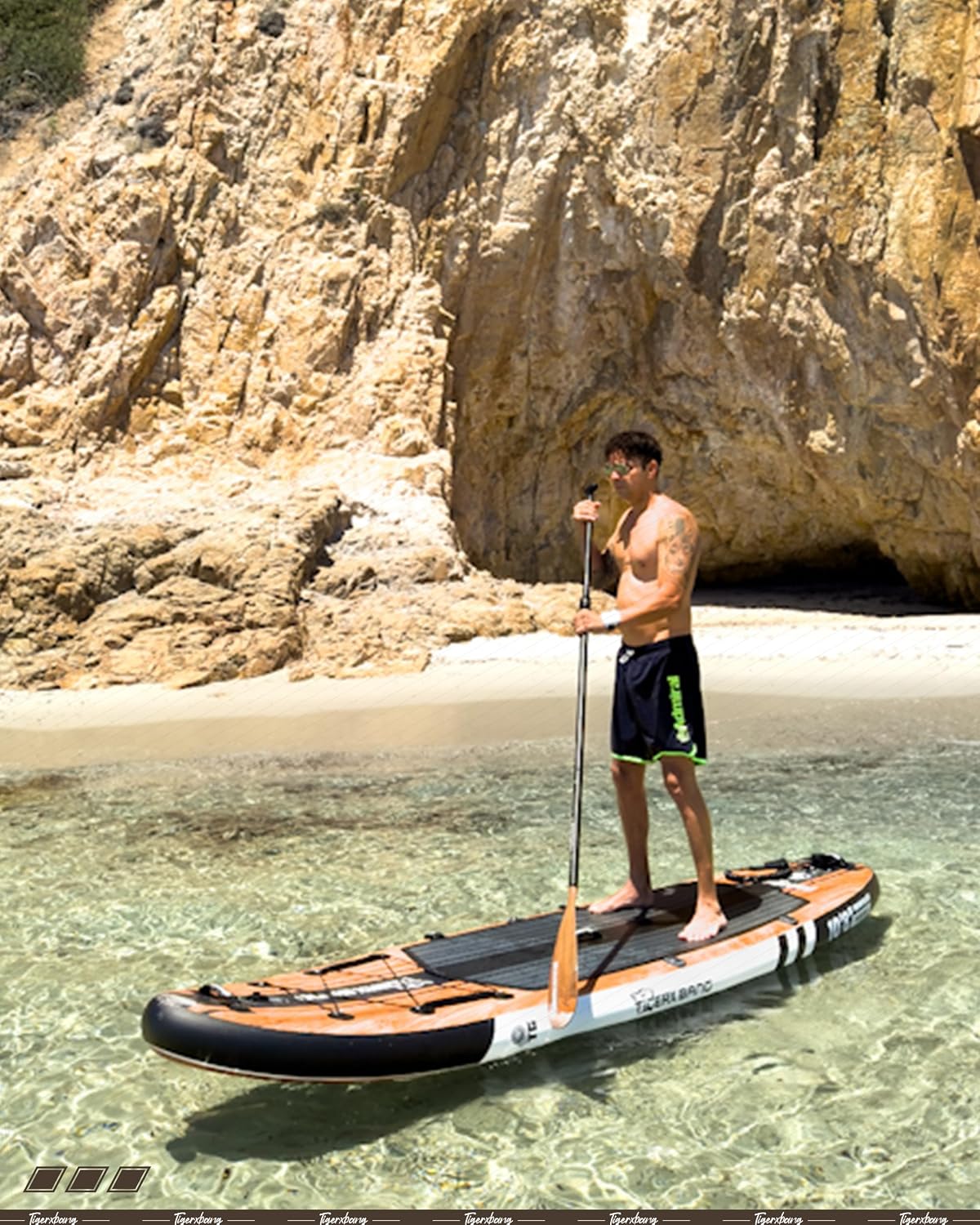 TIGERXBANG Paddle Board, 10.8' Stand Up Paddle Board with Premium Complete Inflatable SUP Accessories, Extra Wide Paddleboards for Adults & Kids-Pandora Collection