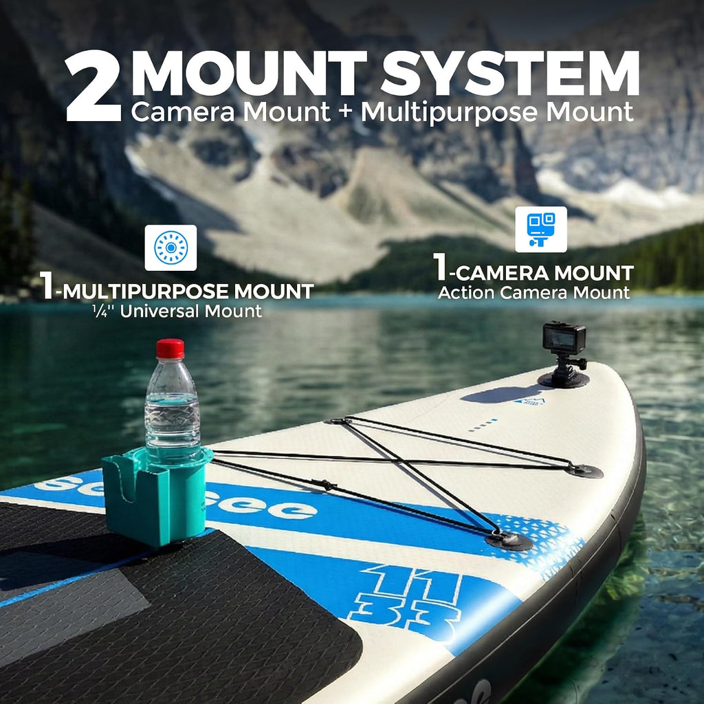 Inflatable Stand Up Paddle Board Includes Paddle, Dual Action Pump, and Accessories 11ft Lightweight iSUP, 33'*6' Wide Stable Design, Anti-Slip EVA Deck, Paddle Board for Adults