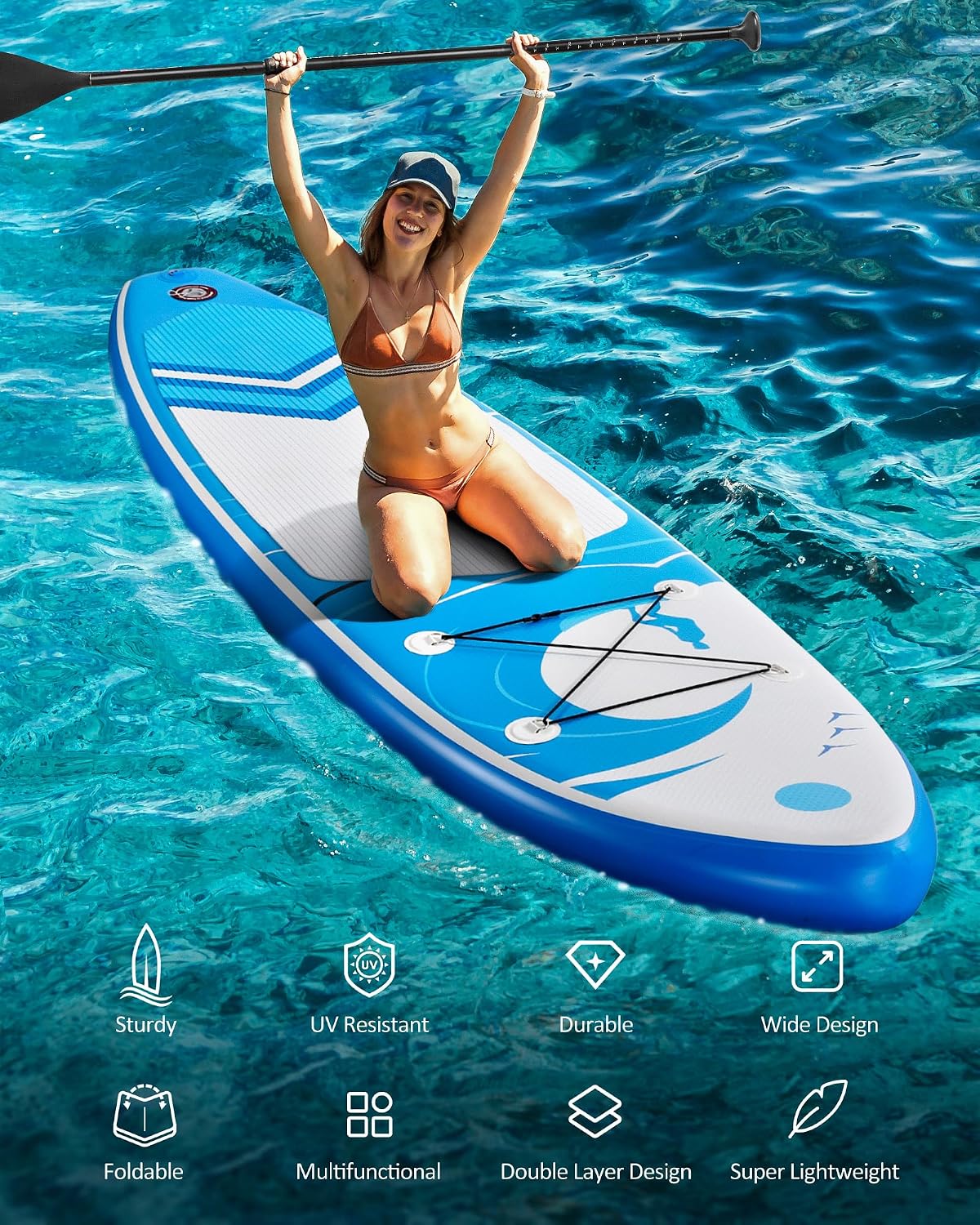 Paddle Board Stand Up Paddle Board SUP 6 inches Thick Board with ISUP Accessories & Carry Bag & Fast Pumping for Adults & Youth for Paddling Surfing Fishing Yoga