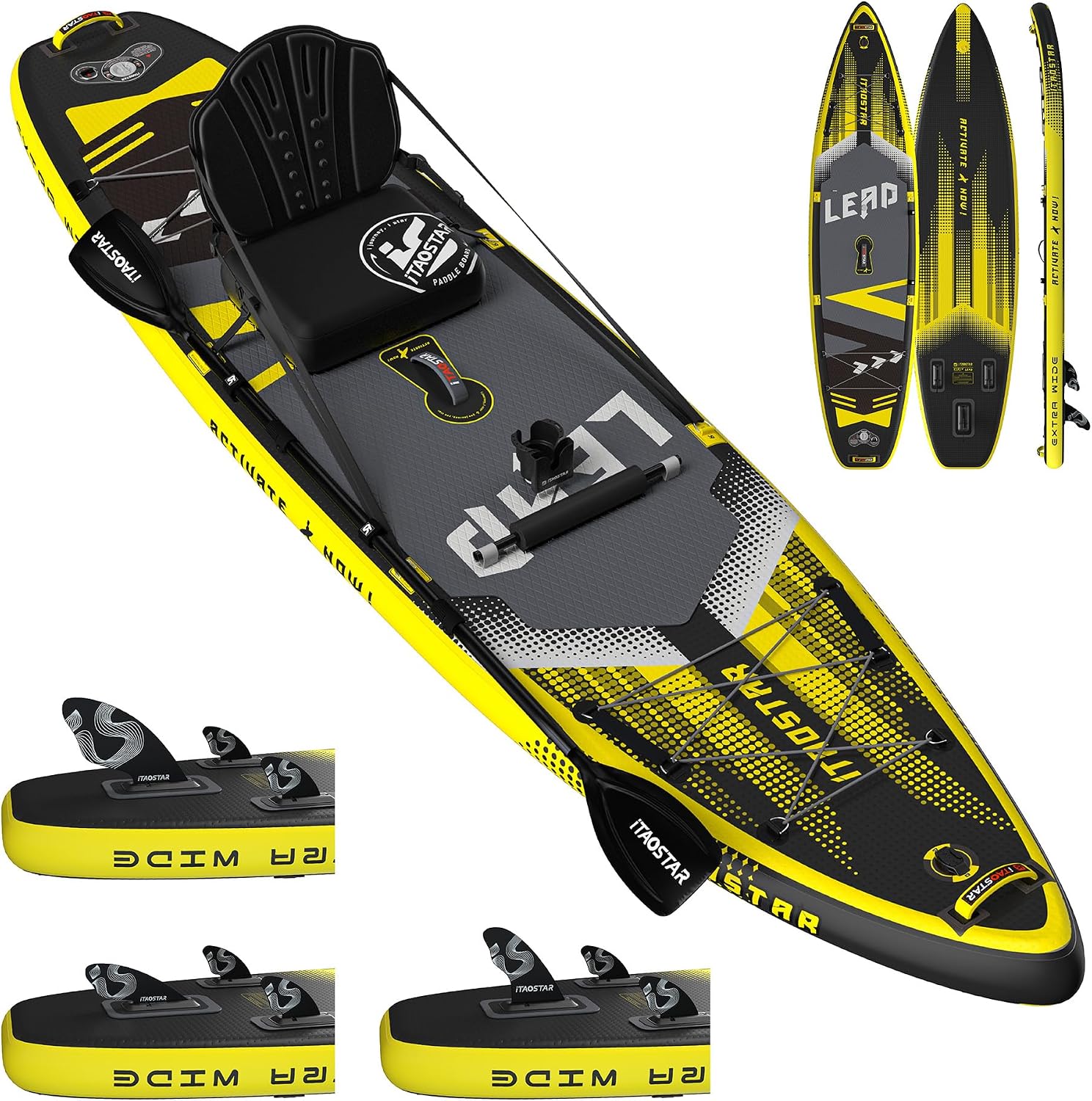 iTAOSTAR Lead 12' × 35' / 11' × 33' Stand Up Paddle Board Inflatable, Extar Wide SUP Board with 5 Fins Stable Design for Adults, Youth, All Skill Levels, Lakes, Oceans