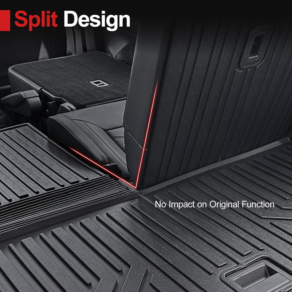 Floor Mats for 2018-2025 2026 Volkswagen Atlas 7 Passenger Bench Seating (Not for Cross Sport), All Weather TPE Durable Cargo Mat with Backrest Mats for VW Atlas Accessories