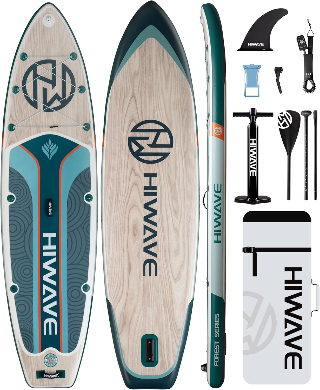 Hiwave Inflatable Paddle Board 11 '* 34 '* 6' Extra Wide Sup Board, 420lb Capacity Paddle Board for Adults, Suitable for Sea and Lakes, 2+1Family Board