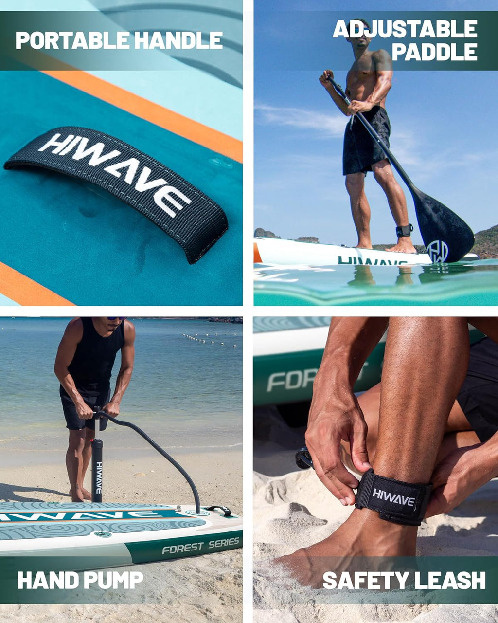 Hiwave Inflatable Paddle Board 11 '* 34 '* 6' Extra Wide Sup Board, 420lb Capacity Paddle Board for Adults, Suitable for Sea and Lakes, 2+1Family Board