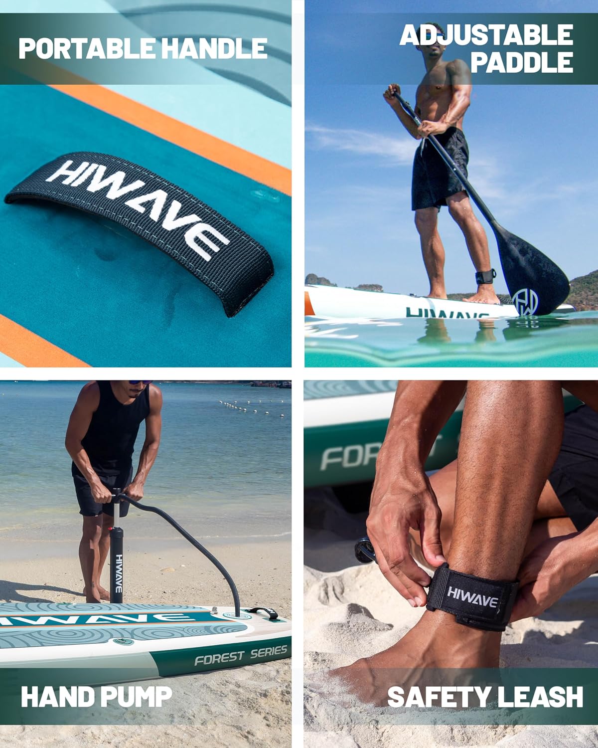 Hiwave Inflatable Paddle Board 11 '* 34 '* 6' Extra Wide Sup Board, 420lb Capacity Paddle Board for Adults, Suitable for Sea and Lakes, 2+1Family Board