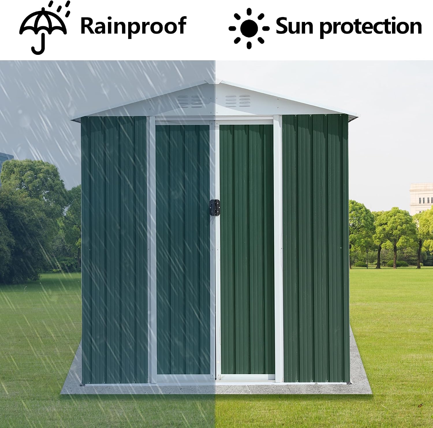 YOPTO 6X4 FT Outdoor Storage Shed,Metal Shed W/Air Vent & Sliding Door,Garden Tool House W/Aluminum Alloy Frame & Sloped Roof,for Backyard Patio Lawn,Green