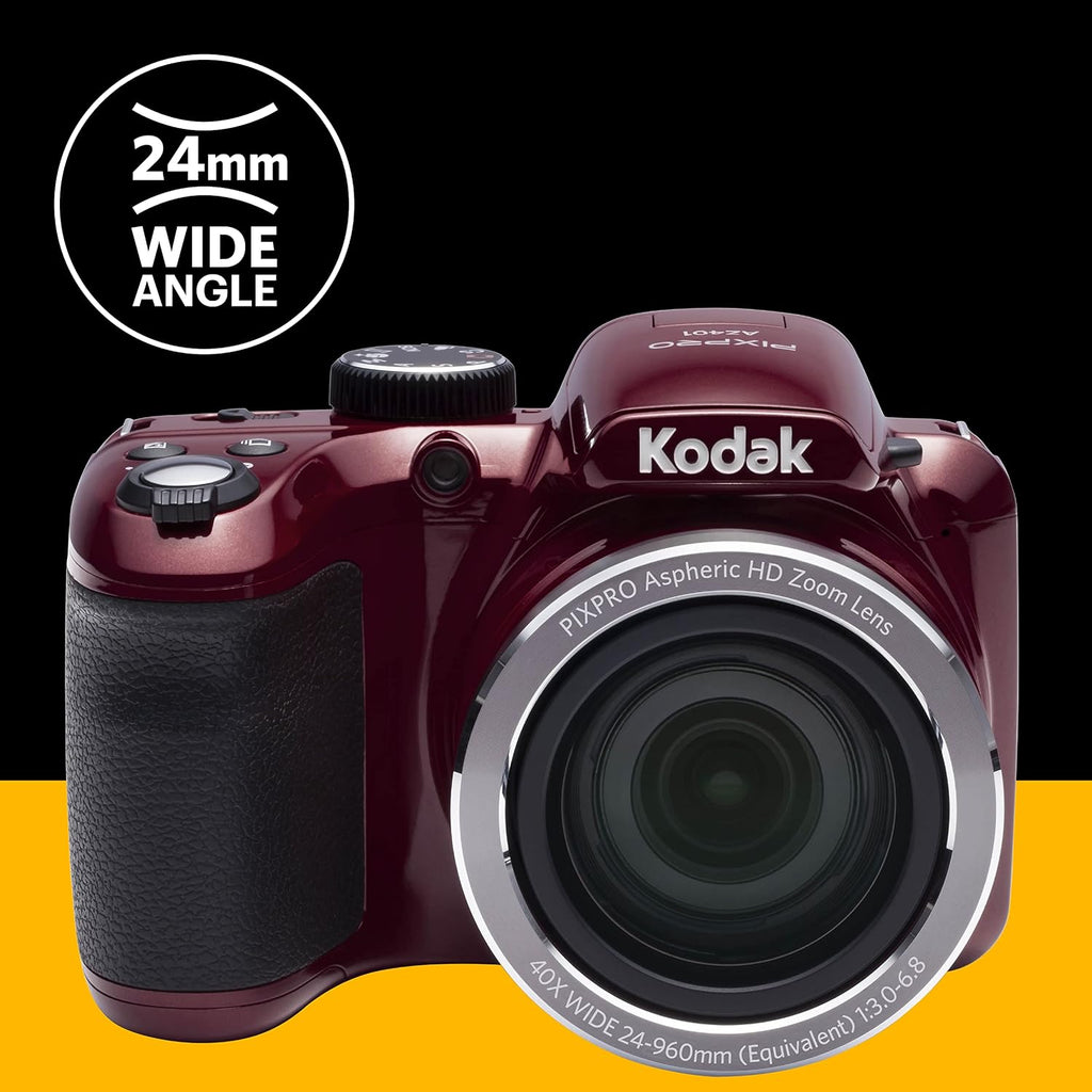 Kodak AZ401RD Point & Shoot Digital Camera with 3in LCD, Red (Renewed)