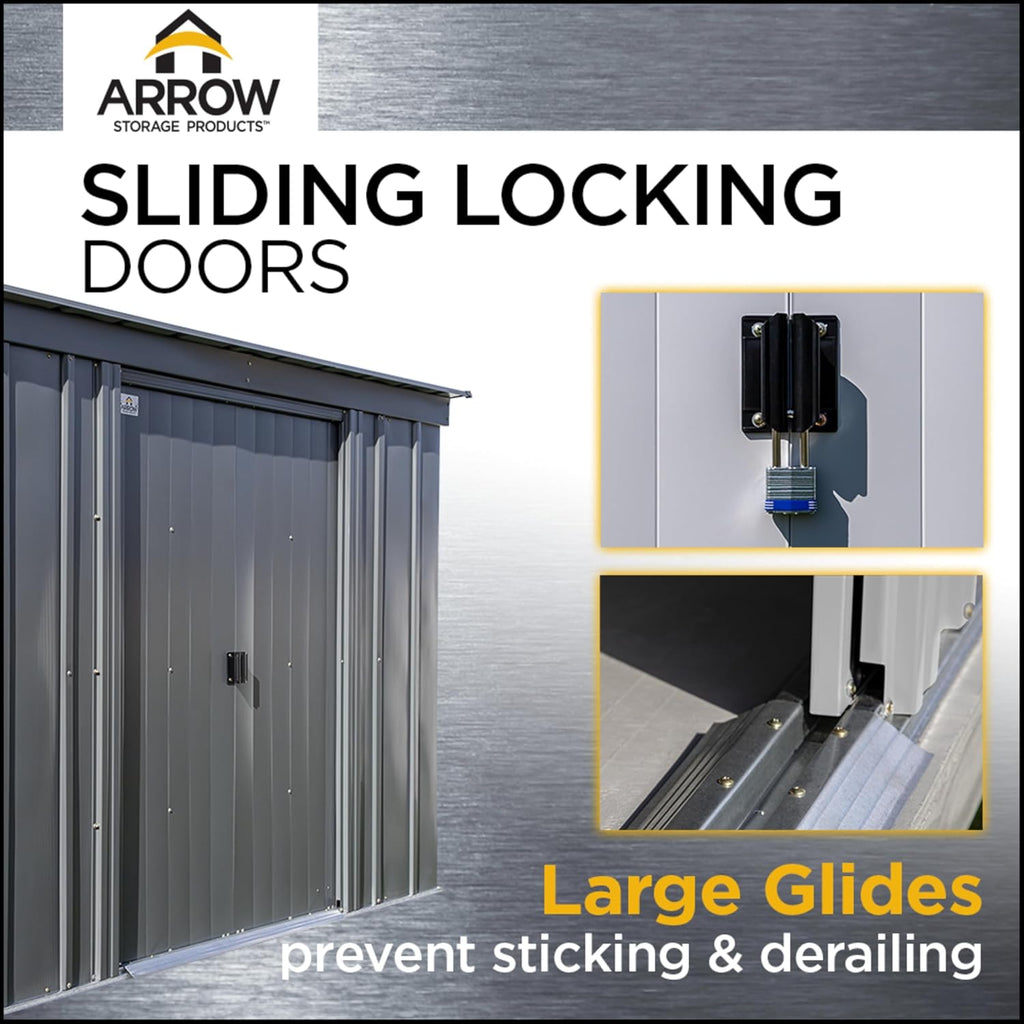 Arrow Classic 10' x 4' Outdoor Padlockable Steel Storage Shed Building, Flute Grey