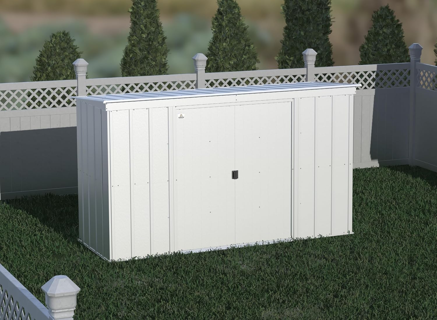 Arrow Classic 10' x 4' Outdoor Padlockable Steel Storage Shed Building, Flute Grey