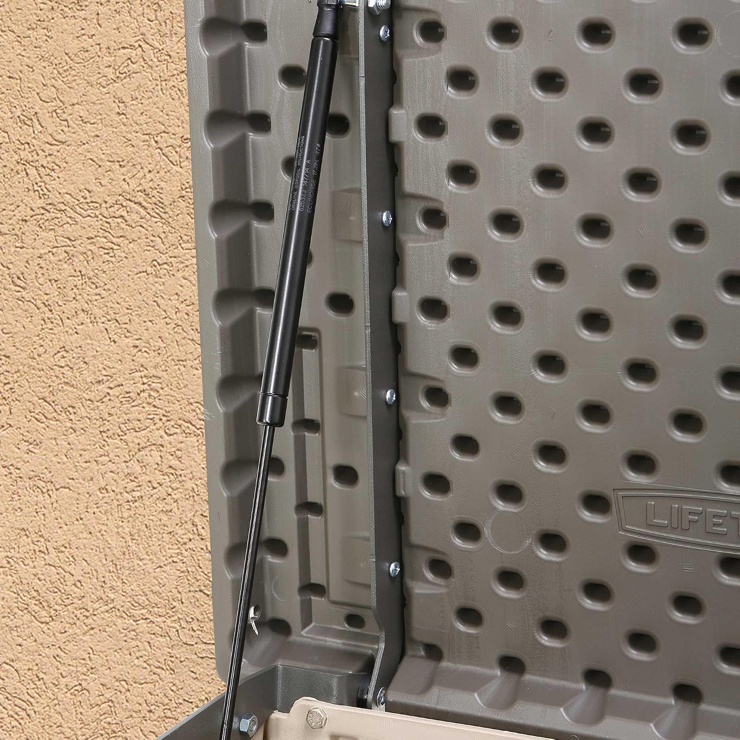 LIFETIME Large Horizontal Outdoor Deck Storage Box, Lockable Spring-Hinge Lid, 561 Gallon Capacity