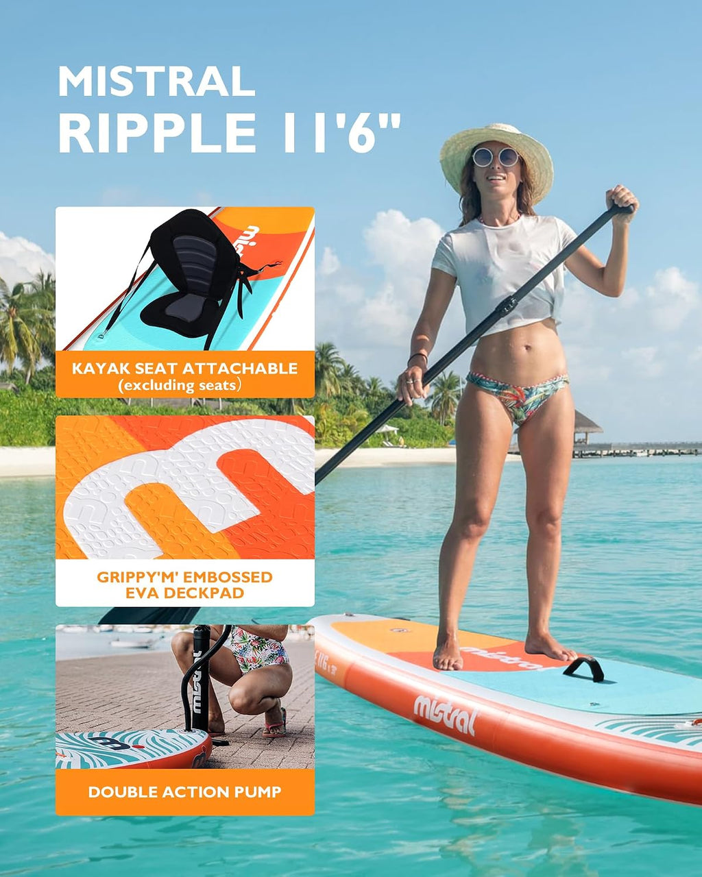 Mistral Inflatable Stand Up Paddle Board with Premium SUP Accessories, 11'6' x31''x6'' Inflatable Paddle Boards, Wide Stable Design, Non-Slip Comfort Deck for Youth & Adults of All Skill Levels