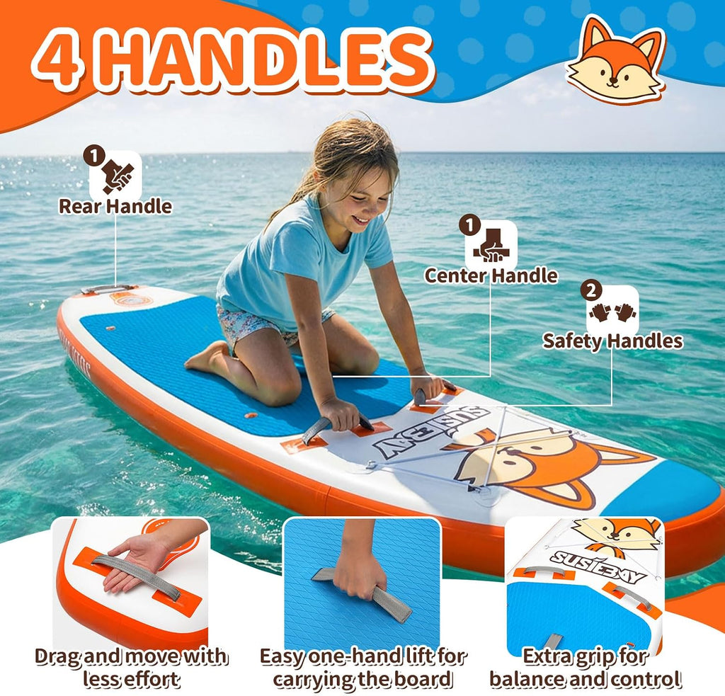 Kids Inflatable Stand Up Paddle Board with SUP Accessories,Wide Stable Design,Non-Slip Comfort Deck, Inflatable Paddle Board for Kids & Children