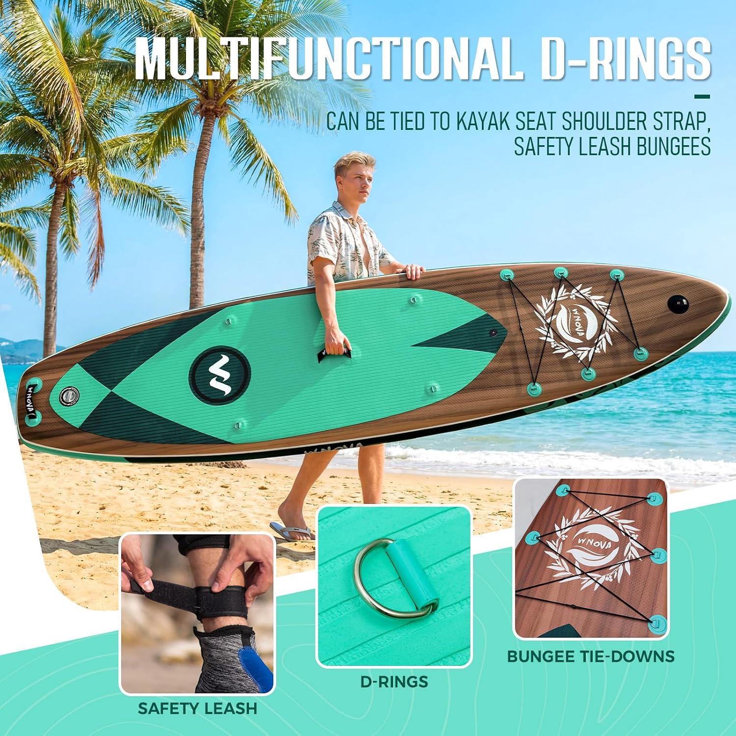 11'6' × 34' Extra Wide Inflatable Stand Up Paddle Board, Stable SUP with Premium SUP Accessories and Non-Slip Comfort Deck for Adults & Youth of All Skill Levels
