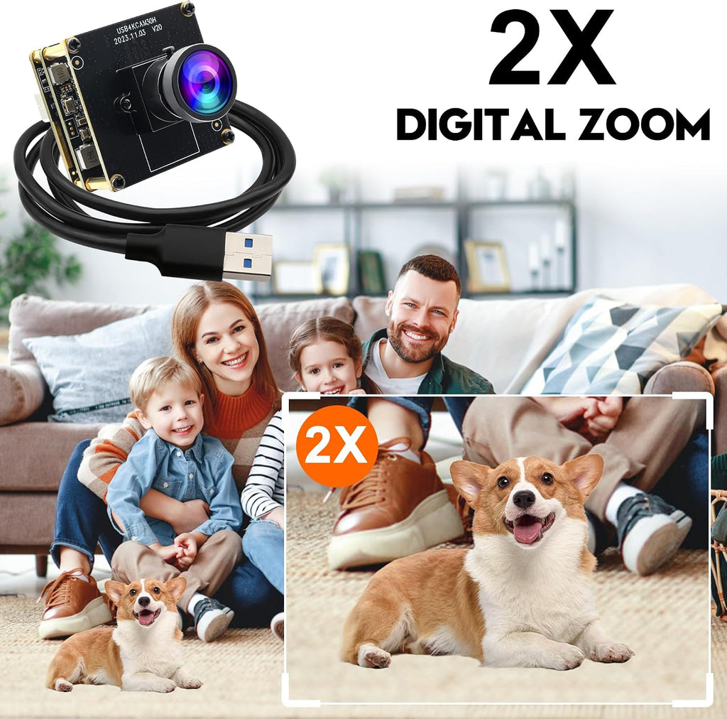 ELP 4K 60fps HDMI USB3.0 Camera for Computer - Wide Angle PC Camera with 120 Low Distortion Lens and 2X Digital Zoom for Laser Engraver, Laptop, Ras pi, Jetson Nano