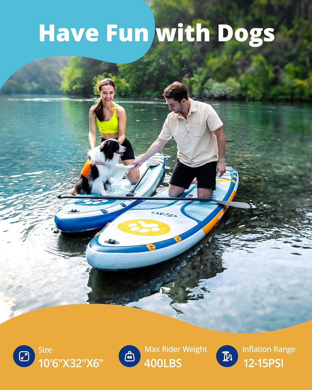 ZLX Inflatable Stand Up Paddle Board, 10'6' SUP Non-Slip Stable Deck Pad, Unique Center Fin, Premium Accessories, Paddleboard for Adults, Beginners, All Skill Levels