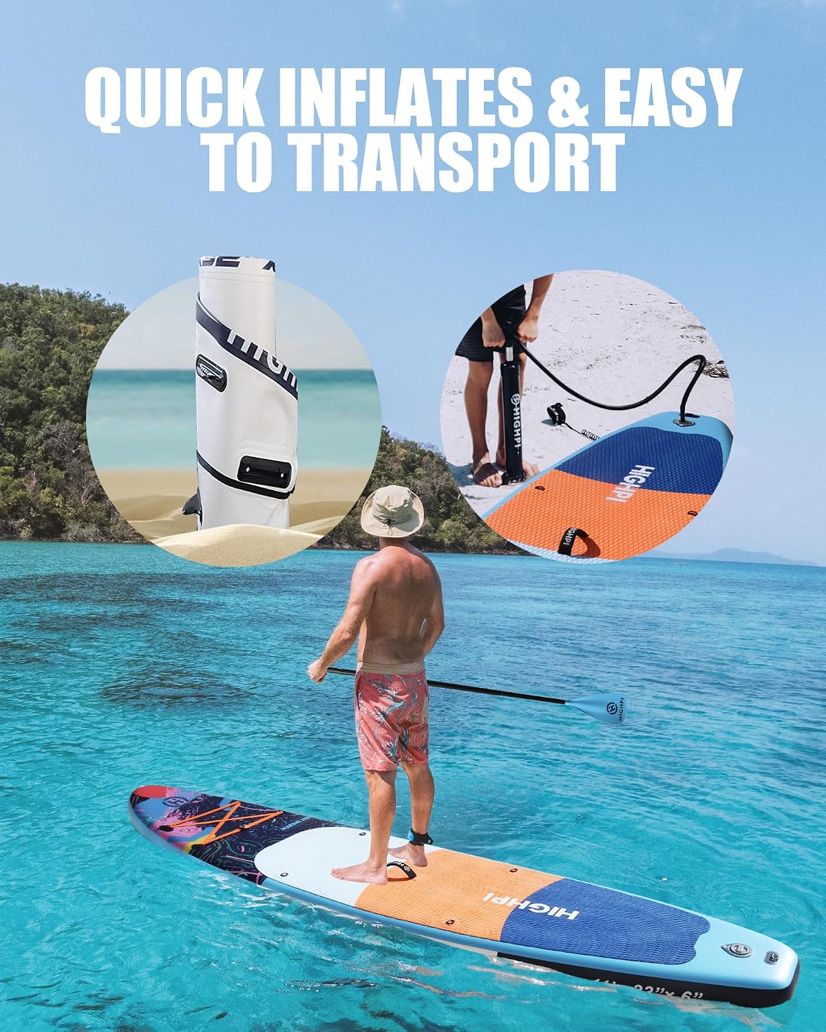 Inflatable Stand Up Paddle Board for Youth and Adults – Wide Sup with Premium Accessories, Blow Up Paddleboard for Surfing, Fishing, Yoga & More