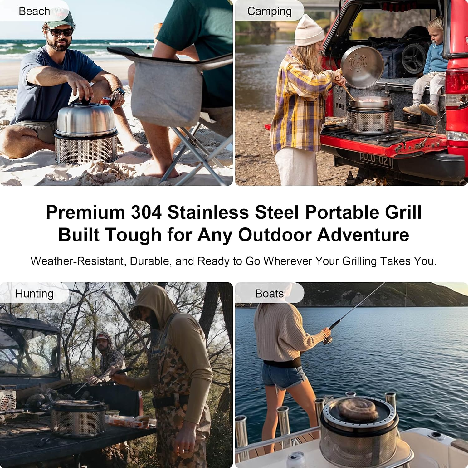 COBB Stainless Steel Portable Table Top Charcoal Grill with Griddle Pan, Smokeless Compact BBQ Grill for Camping, Boats & Rv