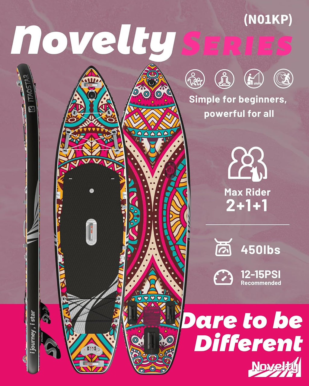 iTAOSTAR Novelty 11'6' x 35' Inflatable Stand Up Paddle Board with Seat- Stable SUP Board for Adults - Portable Paddleboard for Yoga, Surfing, Fishing - Includes Full Accessories Kit