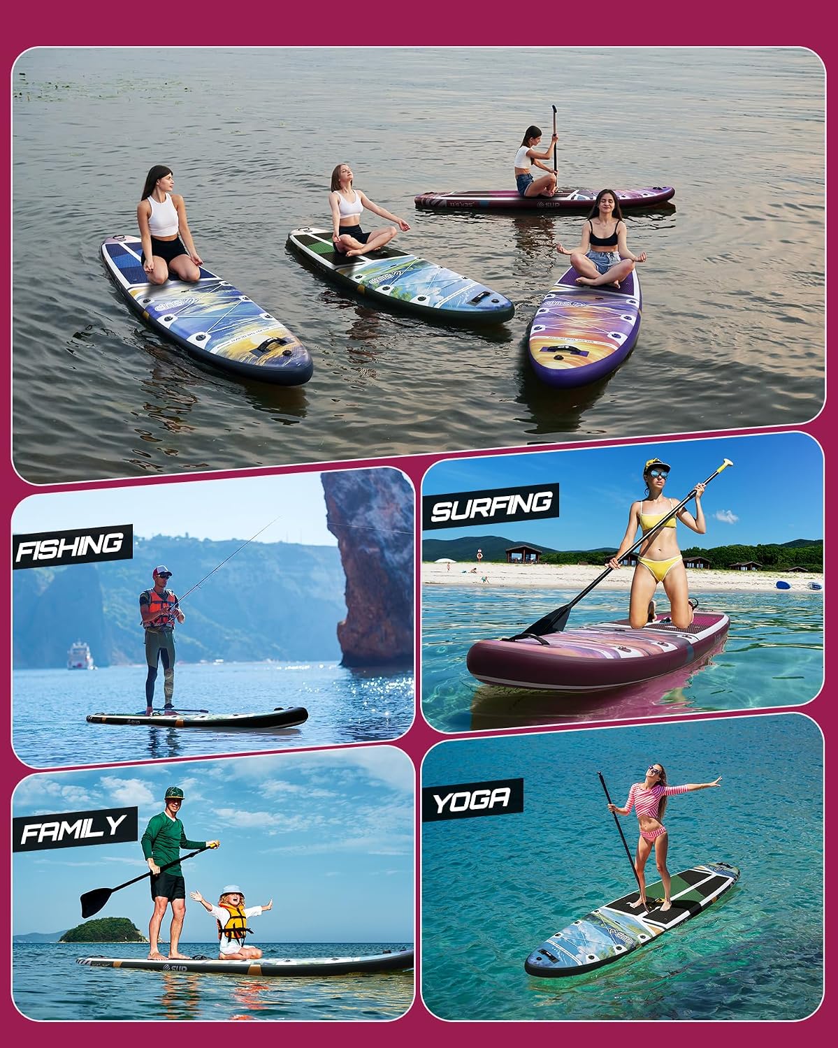 ESUP 11'6 ×34/35' Super Wide Inflatable Paddle Board with SUP Accessories, Extra Stable Stand Up Paddleboards for 2+1 Persons/Family/Beginner/Yoga, w/Shoulder Strap All-Round Sup Board