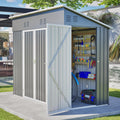 4' x 8' Metal Shed with Two Doors,Outdoor Lean to Storage Shed, Garden Tool Storage Cabinet for Backayrd, Patio and Outdoor Use,Grey