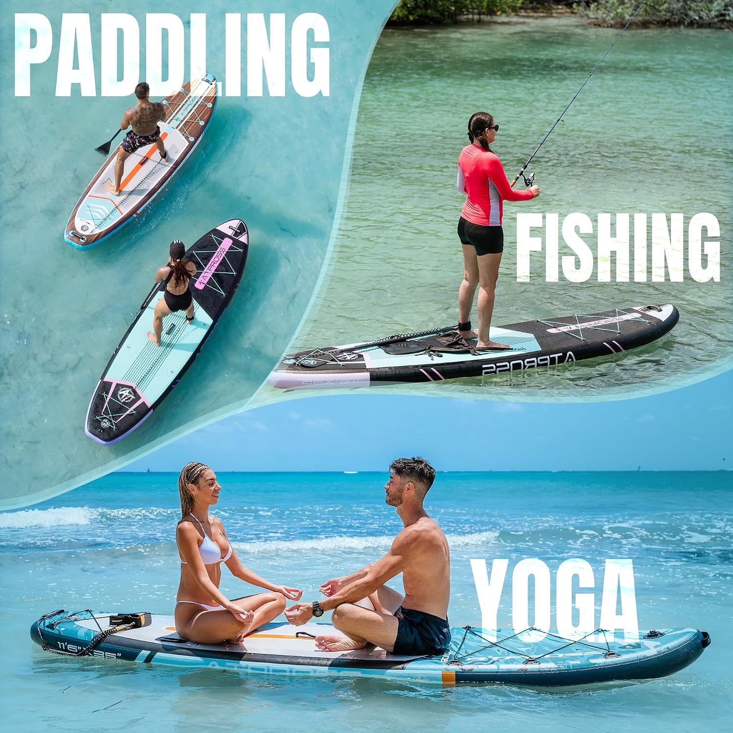 11'6'x35' Inflatable Paddle Board, 450lbs Extra Wide Stand Up Paddleboard for Adults with Premium SUP Accessories Kit & Backpack, Blow Up Kayak Non-Slip Stable Deck Boat for Yoga Fishing Surf