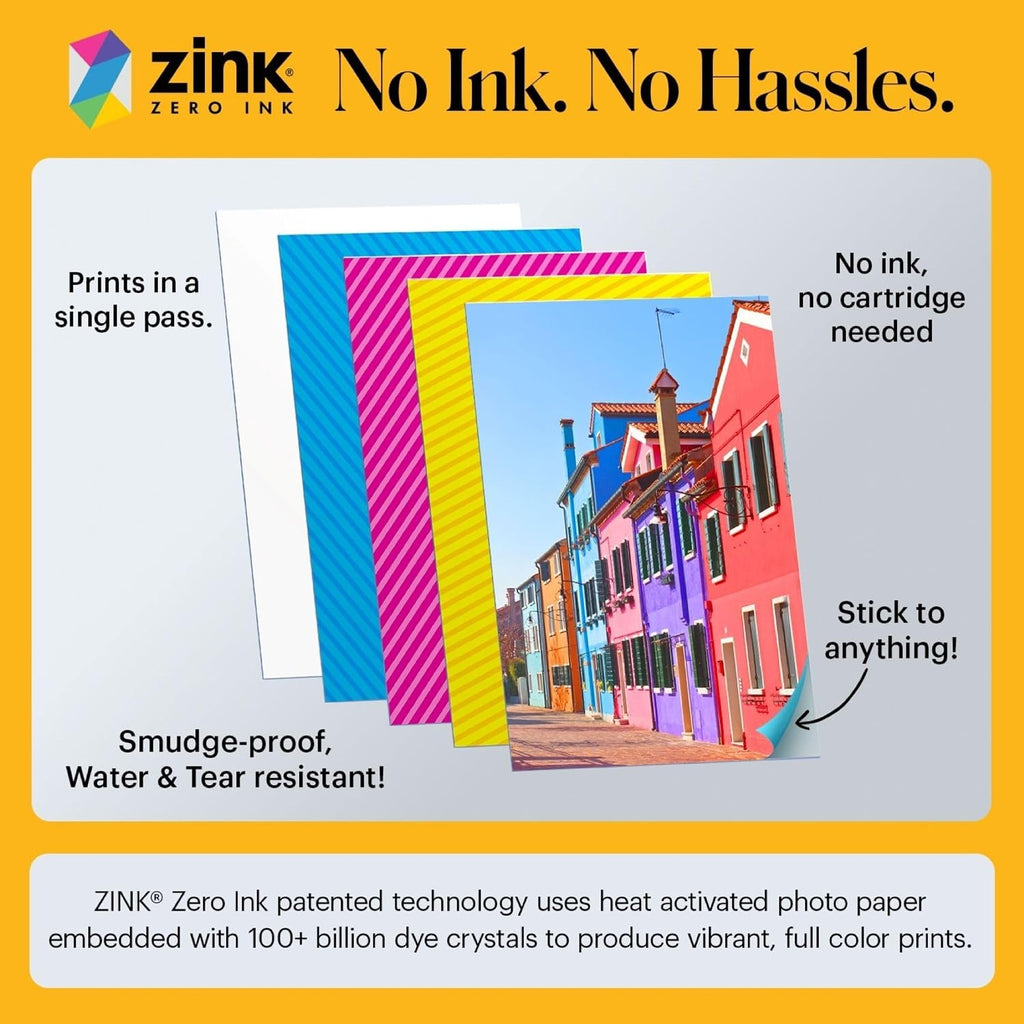 Kodak Printomatic+ Full Color Instant Print Digital Camera Gift Bundle + Case + Zink 2x3 Sticky Back Photo Paper 20pk + Album + Sticker Sets + Sticker Frames + Hanging Frames + Markers Black