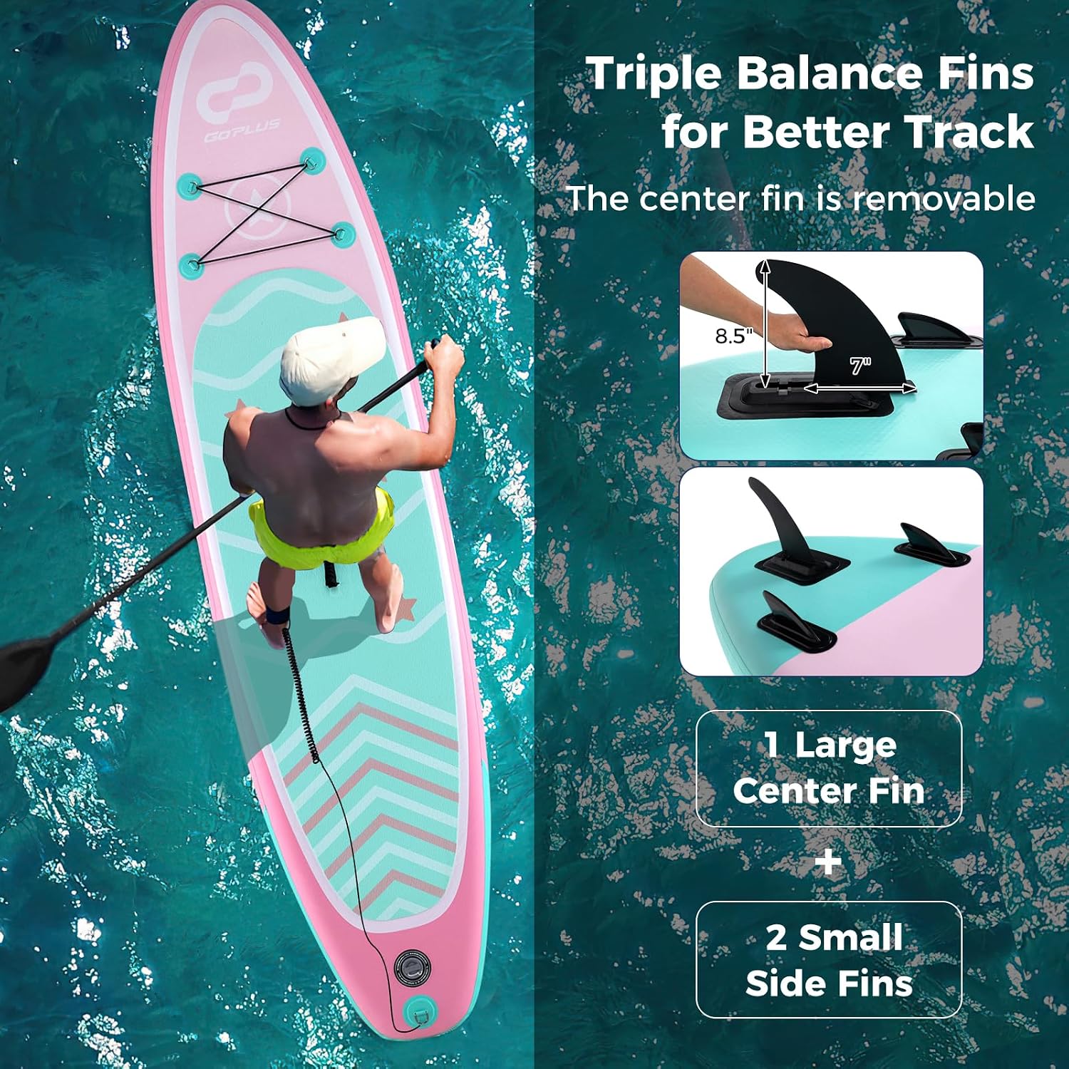 Goplus Inflatable Stand Up Paddle Board, 10FT/10.5FT/11FT SUP with Accessory Pack, Adjustable Paddle, Carry Bag, Fin, Hand Pump, Leash, Repair Kit