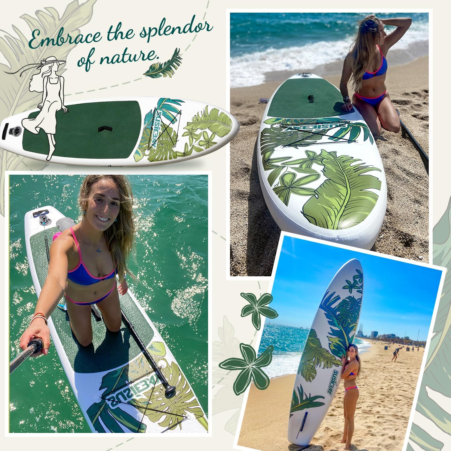 Inflatable Stand Up Paddle Board, 11ft 10'6' Paddle Board for Adults & Youth, Durable SUP Accessories with Non-Slip Deck, Dual Hand Pump,10L Dry Bag,108L Backpack