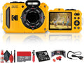 Kodak PIXPRO WPZ2 Digital Camera (Yellow) | Waterproof, Shockproof & Dustproof Camera with 16MP Sensor, 1080p Video & 4X Optical Zoom | for Travel & Outdoor use + 32GB Card + Vlogger Tripod + More