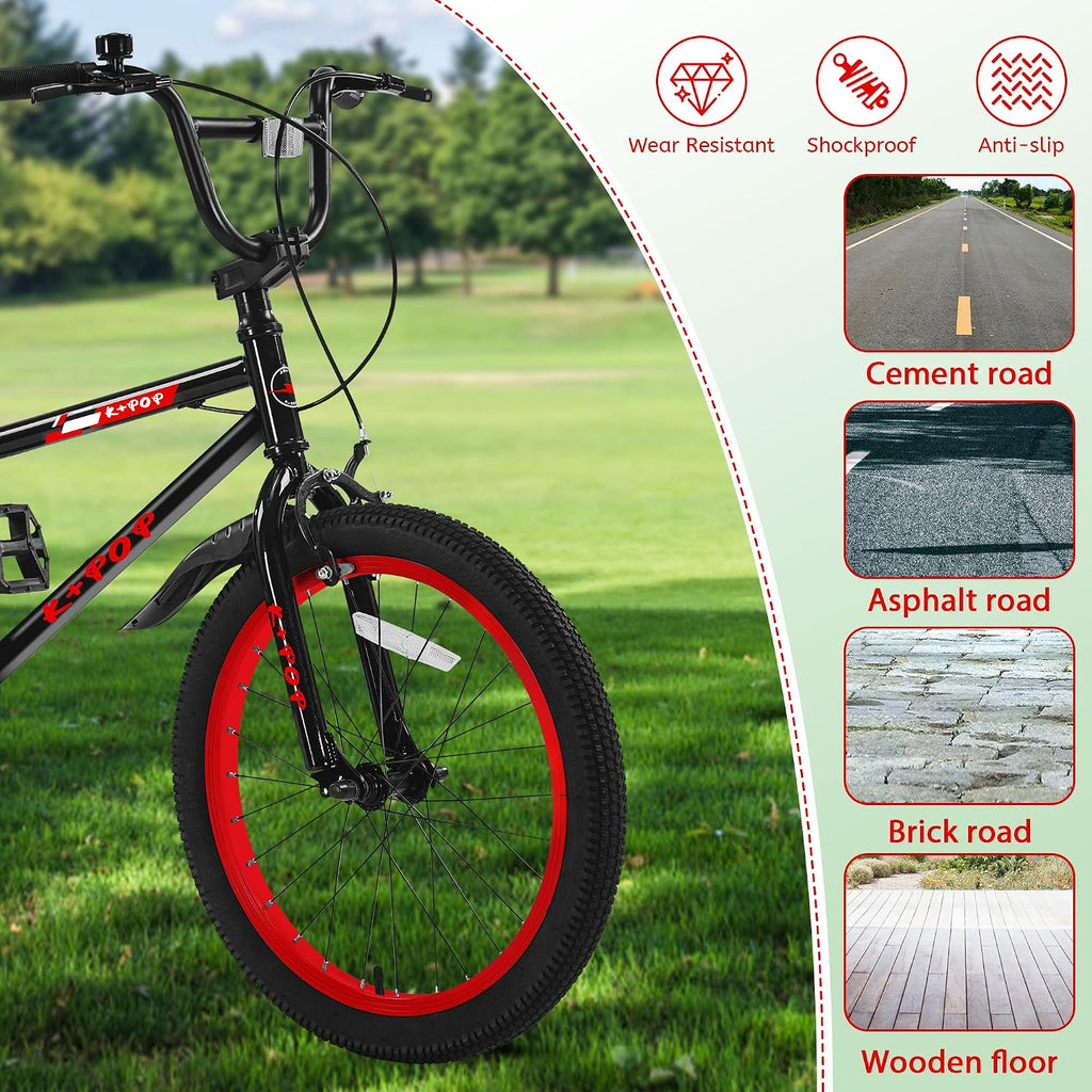 20 Inch Kids Bike BMX Style Boys Bike Ages 7-12, Lightweight Kids' Bicycles with Adjustable Seat, Boys Bikes 20 Inch Bicycle, Front and Rear Brakes