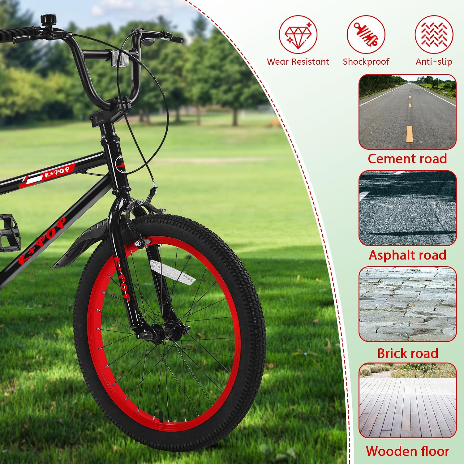 20 Inch Kids Bike BMX Style Boys Bike Ages 7-12, Lightweight Kids' Bicycles with Adjustable Seat, Boys Bikes 20 Inch Bicycle, Front and Rear Brakes