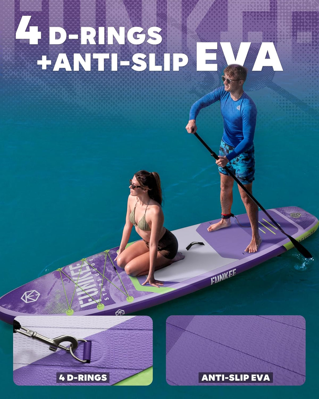 11'×34'×6' Extra Wide Inflatable Stand Up Paddle Board, Sup Board with Removable Fins, Backpack, Floating Paddle, Safety Leash, Floating Phone Case for Adults & Youth of All Skill Levels